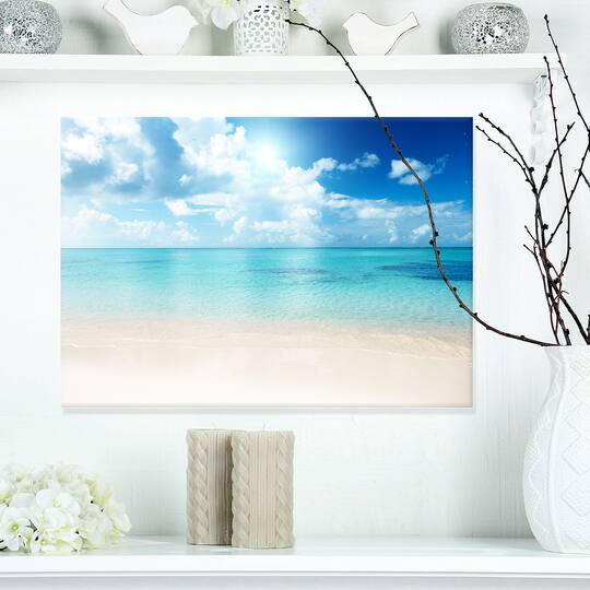 Designart - Sand of Beach in Blue Caribbean Sea